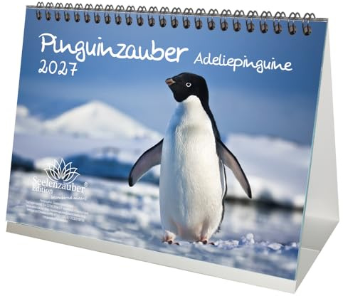Pinguinzauber Adeliepinguine DIN A5 Tischkalender für 2027 Pinguin - Seelenzauber