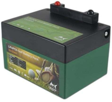 Predator 12v 16, 20 & 25Ah LiFePO4 Lithium Golf Battery 18-36+ Holes, For Electric Golf Carts