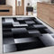 Carpettex Teppich Wohnzimmer Kurzflor 80 x 300 cm Läufer Flur Teppich Modern Abstrakt Kariert Design Schwarz - Teppich Bettvorleger Schlafzimmer Weich Flauschig Waschbar Küchenläufer Esszimmer Teppich