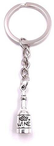H-Customs Wine Bottle Wine Keychain Silver Metal Pendant
