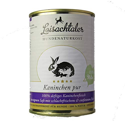Loisachtaler Premium Hundefutter Nassfutter Kaninchen pur (6 x 400g)
