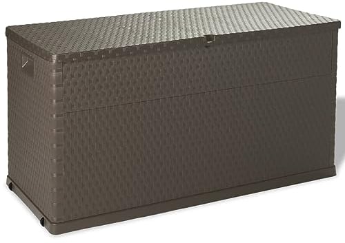 vidaXL Gartenbox Auflagenbox Kissenbox Gartentruhe Truhe Aufbewahrungsbox Garten Kissentruhe Mehrzwecktruhe Braun 120x56x63cm PP Rattan