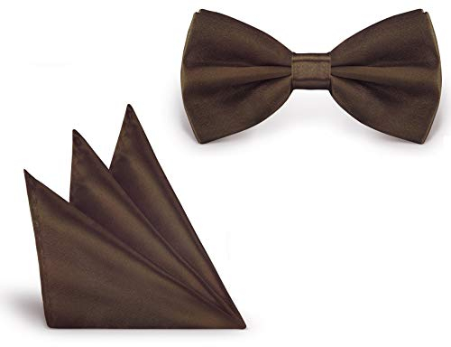 StickandShine Fliege + Einstecktuch Braun Größe verstellbar aus Polyester einfarbig uni 12 cm