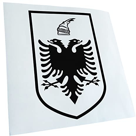 Kiwistar - Autoaufkleber - Albanien Wappen - schwarz - 15,2x10cm - Heckscheibe Auto Aufkleber wetterfest für Kfz LKW Mofa Truck - Sticker außen selbstklebend Tuning Zubehör für Fenster Fahrzeug