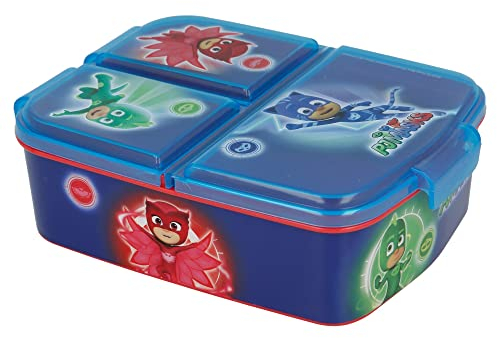 PJ Masks | Sandwichera con 3 Compartimentos para Niños - Lonchera Infantil - Porta Merienda - Fiambrera Decorada
