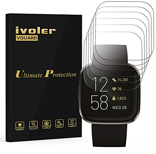 VGUARD 6 Stück Schutzfolie Displayschutzfolie für Fitbit Versa 2 / Fitbit Versa 2 SE (Special Edition), 3D Vollständige Abdeckung [Wet Applied] [Anti-Kratz] [Blasenfrei] HD TPU Weich Folie