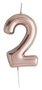 CLUB GREEN Rose Gold Number 2 Candle, 1.5 x 16.5 x 8 cm