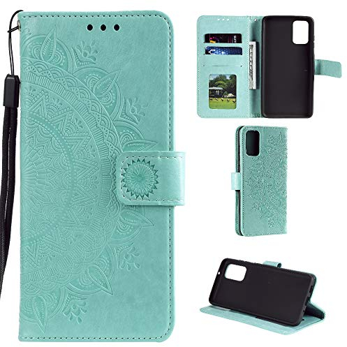 CoverKingz Handy Hülle kompatibel mit Huawei P40 Pro - Handyhülle mit Kartenfach Bookcover Case – Handy Tasche klappbar Motiv Mandala Grün