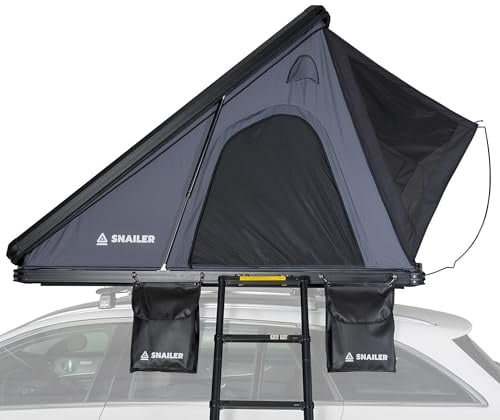 SNAILER Alduo Dachzelt Auto - 2 Personen, Auto Camping Zelt, Dachzelt Hartschale, Schneller Aufbau - Inklusive LED-Licht, Leiter und Schuhtaschen