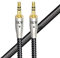 SKW High-End Cable AUX Audio Jack 3.5 (Hi-Fi-Estéreo), Conductor Interior de Cobre/Plata Cable AUX mini jack a mini jack para Autoradio, Auriculares, Altavoz, MP3-1M