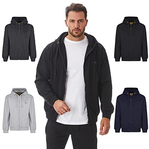 Iron Mountain Mens Reclaimed Yarn Eco Friendly Anti Pil Soft Fleece Flexible Comfortable Workwear Zip Hooded Hoodie Top Sweatshirt, Black, Medium