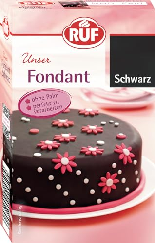 RUF Fondant schwarz, zum Formen von Figuren, Blumen und Buchstaben geeignet, Modellierfondant, Rollfondant, ohne Palmöl, glutenfrei und vegan, 250g (1er Pack)