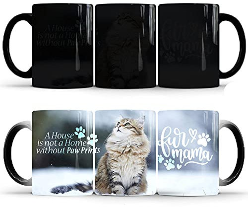 Tasse à café Tasse Magique, Mug effet thermique Mugs Change De Couleur en Fonction De La Température du Liquide (Chat)
