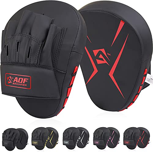 AQF Pratzen Boxen, Handpratzen für Muay Thai Kickboxen MMA Training Boxpads | Robustes Kunstleder Boxing Pads, Gebogenes Design, EVA Polsterung, Focus Trainerpratzen Für Kampfsport, Karate & Kickboxing