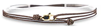 Made by Nami Dünnes Wickel-Fußband für Herren & Damen mit Karabiner-Haken Verschluss - Handmade Männer Fußkettchen - Surfer-Schmuck Herren-Schmuck - 100% Wasserfest & Verstellbar (Braun Gold)