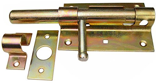 Bolzenriegel Türriegel Torriegel 100/16 Schubriegel Torschieber Gelb Verzinkt (2, 100/16) (2)