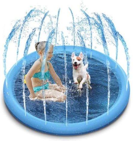Piscine pour chien pour animaux de compagnie - 150 cm - Pliable - Tapis de jeu pour arroser et éclaboussures d'eau - Tapis de jeu pour chiens - Jouets d'été - Tapis de jeu portable pour jardin