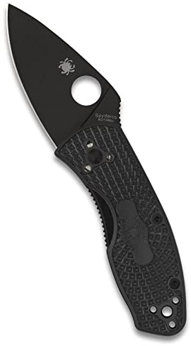 Spyderco Ambitious C148PBBK Taschenmesser, leicht, klappbar, mit 5,9 cm Edelstahlklinge und FRN-Griff, PlainEdge