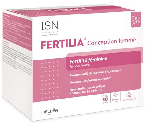 ISN - Fertilia® Conception Femme - Complément alimentaire à base de Myo-inositol, Acide Folique, Iode et antioxydants - Favorise une fertilité normale chez la femme - Cure 30 jours