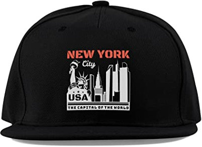 Maikomanija New York City USA Baumwolle Flat Visier Full Cap Baseball Cap Trucker Hat Unisex Sport Atmungsaktiv, Schwarz , One size