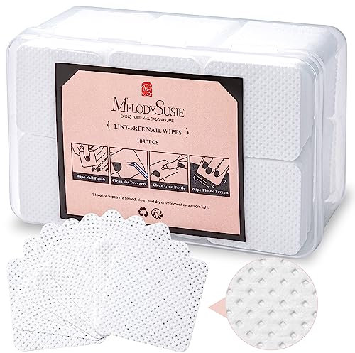 MelodySusie 1050Pcs Lint Free Nail Wipes Super Absorbent Soft Non-Woven for Fingernail Polish Remover and Eyelash Extension Wipes for Nail Art