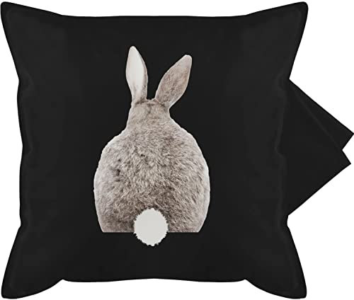 Shirtracer Kissenbezug - Kissen - Ostern Hase I Hasen Oster Hasenmotiv I Osterhase - 50 x 50 cm - Schwarz - hasenkissen bezug Rabbit Cushion osterhasen Ostern kissenbezüge osterkissen bezüge mit