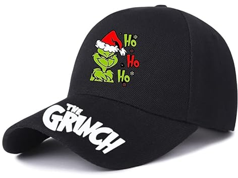 Herren Snapback Caps für Grin-ch, Basecap Vintage Cotton Cap, Mütze Atmungsaktiv für Sport Wandern Ausflug-Black 8||1 Piece