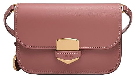 Fossil Damentasche Lennox,glattes Rindsleder Leder Small Flap Crossbody, rosa, L: 17,8 cm, B: 4,4 cm, H: 12,7 cm, ZB1926665