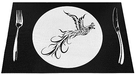Tischsets 1–6 Sets, Skandinavien großer Vogel fliegen, waschbare Tischsets für Küche Esstisch, geeignet für Küche, Wärmedämmung, Tischsets, 30 x 45 cm, 2 Stück