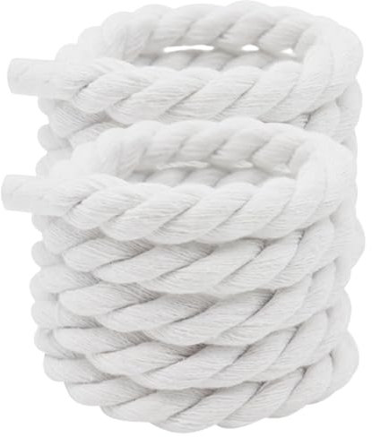 Wedhapy Lacci in Corda Lacci per Scarpe Grasse 1 Paio 10mm Tessitura Rotonda 63 Pollici Lacci Fai Da Te Spessi Tinta Unita Cotone Poliestere Resistente Allo Strappo Non Sbiadisce Bianco