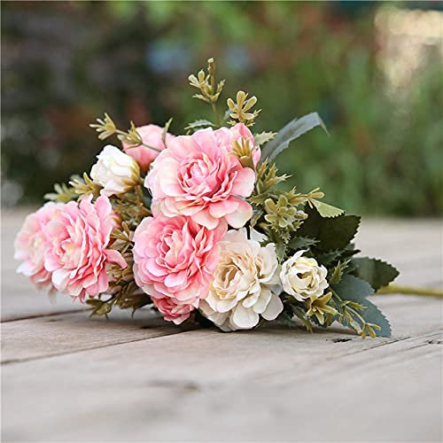 LVTFCO 7 Gabeln/Blumenstrauß Pfingstrose Kunstblume Seidenblume Pfingstrosenstrauß Hochzeit Heimdekoration Gefälschte Pfingstrose Rose, 4