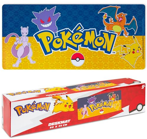 Pokemon Mouse Mat Large Desk Mat Pikachu Gaming PC Keyboard Laptop Mouse Pad 80 x 35cm Protector Mat Non Slip Home Office Desk Accessories Anime Gifts (Navy)