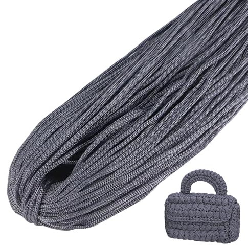 LEREATI Polyester Garn, Makramee Garn 3mm x 200m Polyester-Seil Polypropylen-Kordel Makramee Schnur Geflochten für Handtasche, Häkeltasche, Strickwaren, Wohndekorationen (Dunkelgrau)
