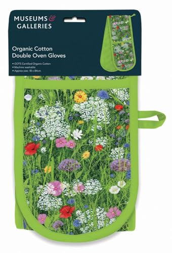 Museums & Galleries Double Oven Gloves - Organic Cotton - Artistic Floral Wild Garden Meadow Flowers Design - Stylish Kitchenware