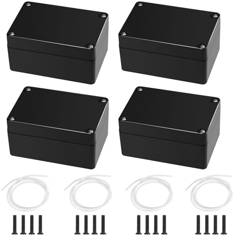 PIWOSGOL 4 Stück Abzweigdose Wasserdicht IP65, 100x68x50 mm Elektrische Projektbox Verteilerdose Aufputz, Schwarz Elektrozubehör Gehäuse ABS Kunststoff Abzweigkasten