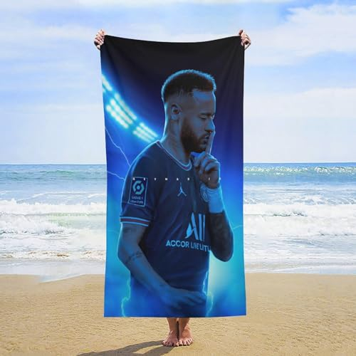 Fdcyzwxgs Neymar Strandtuch, 3D Fußballspieler Handtücher Reisen Schwimmen Pool Yoga Fitnessstudio Camping Für Erwachsene Kinder Teenager Strand-Essentials Zubehör 160x80cm