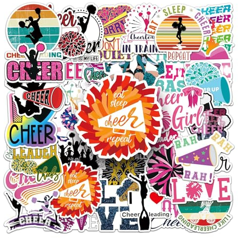50Stück Cheerleader Aufkleber für Fahrrad,Motorrad,Phone,Auto, Stoßstange,Skateboard,Laptop,Kühlschrank,Wasserdicht Vinyl niedliche Sport Aufkleber,Erwachsene Jugendliche Geschenk,Cheer Stickers