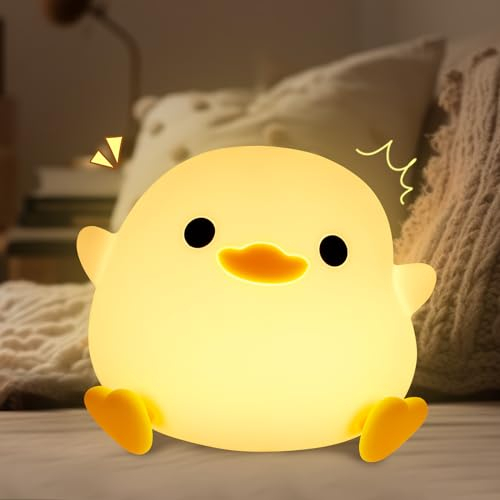 Dodo Duck, LED Ente Nachtlicht Kinder, Kawaii Niedliche Silikon Enten Lampe Baby Nachttischlampe, Dimmbar Wiederaufladbare Touch Steuerung Duck Lamp mit 20 Minuten Timer, Geschenke für Jungen, Mädchen