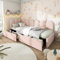 Polsterbett Einzelbett mit Schubladen Stauraumbett Samt Daybett Tagesbett Schlafsofa 90x200cm mit Lattenrost Jugendbett und Erwachsene Kinderbett, Rosa, Ohne Matratze (90x200cm)