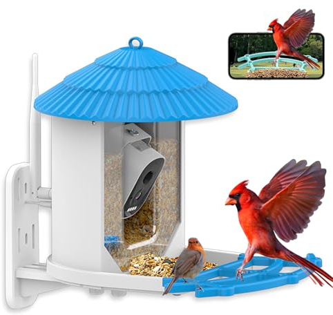 Vogelhaus Mit Kamera 2.5K HD, Solarbetrieben, KI-Identifizierung, Intelligentes Vogelfutterhaus Mit Kamera, Vogelfutterspender-Kamera, Automatische Aufnahme Von Vogelvideos, Kabellose Vogelkamera