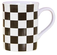 CAPIJIONG Taza de cerámica minimalista de tablero de ajedrez de 420 ml para el hogar, oficina, taza a cuadros en blanco y negro, cuadrícula de ajedrez