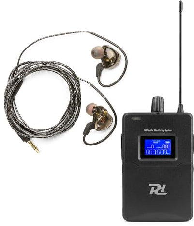 Power Dynamics PD810R – UHF In-Ear Monitor Bodypack Empfänger mit LCD, Ohrhörer, 15 Kanälen, Lock-Funktion, 6,35 mm Ausgang, 60m Reichweite für Bühne, Studio und Live-Auftritte