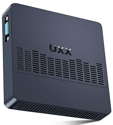 UXX Mini PC Supporto 512GB SSD Expansion, N3350 Desktop Computer 64GB eMMC, Piccolo PC Gaming 4K IPS HD UHD Dual Display, BT4.2, 2.4/5G WiFi, USB 3.0, per Ufficio/Casa, Blu