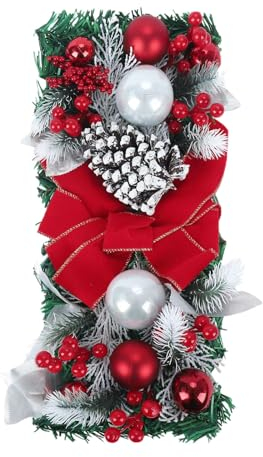 Steckschaum Kranz 50 cm Dekorieren Sie Weihnachten, Wandbehang, Einkaufszentrum, Weihnachtskugel, hängender Weihnachtsschmuck, Kranz, Türbehang, Schaufenster, Ostern Dekoration Kranz (Red, One Size)
