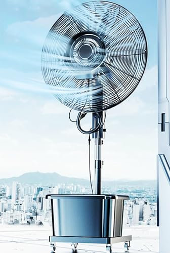WTTTTW High Velocity Pedestal Oscillating Fan, 3-Speed Industrial Standing Fan, Heavy Duty Floor Fan Pedestal Misting Fan w/Water Tank & Wheels