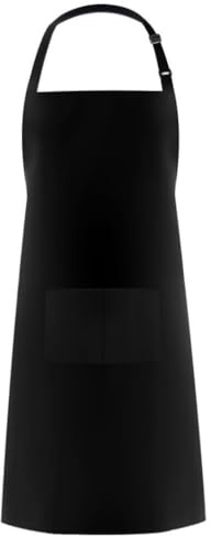 Voarge Schwarze Herren- und Damenschürze, wasserdichte Schürze mit 2 Taschen, verstellbarer Nackenriemen Schürze für Küche, Kochen, Backen, Küche, Restaurant und Café