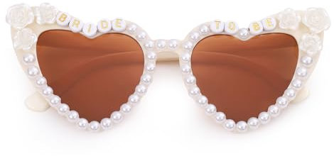 Etercycle Herz Sonnenbrille, Bride To Be Brille, Mode Hochzeitsdeko Herzbrille JGA Deko für Braut Junggesellenabschied Frauen Hochzeit Party (Tee Blume)