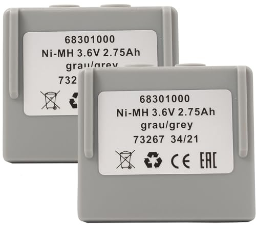 LINXDB 2er-Pack 68301000 68300900 3,6 V 2750 mAh Ni-Mh Akku für HETRONIC Fernbedienung, Grau, wiederaufladbarer Akku