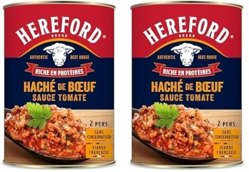 Hereford - Haché de Boeuf Sauce Tomate 400g - 100% origine France - Sans conservateur - Prêt à consommer (Lot de 2)