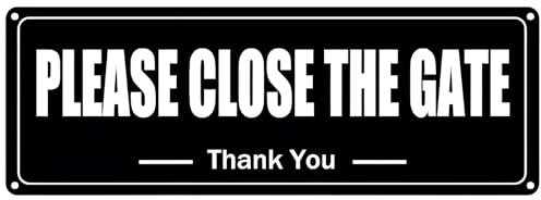 Please Close the Gate Sign Guard Dogs Warning Sign Aluminum Brushed UV Beware of the Dog Keep Gate Closed Sign 25 X 9cm Rust Free Close The Gate Sign, UV Resistant Waterproof